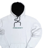 Close society - W23-950 - simple green logo hoodie - white