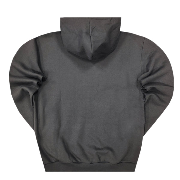 Close society - W23-951 - black patch hoodie - dark grey