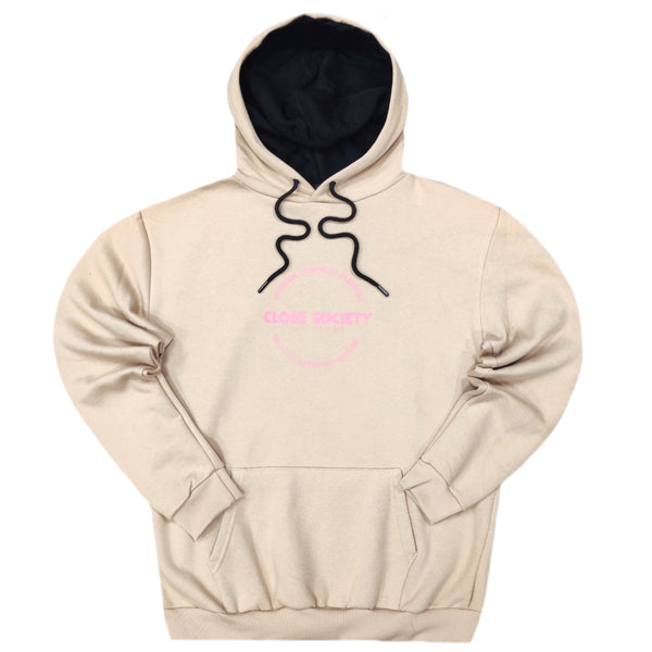 Close society - W23-953 - round logo hoodie - beige