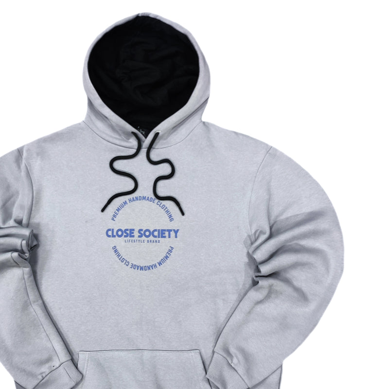 Close society - W23-953 - round logo hoodie - grey