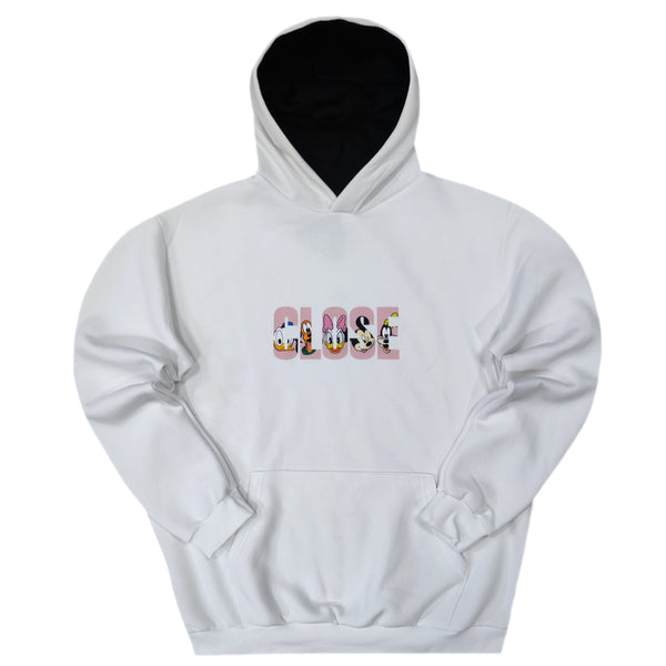 Close society - W23-960 - d. characters logo hoodie - white