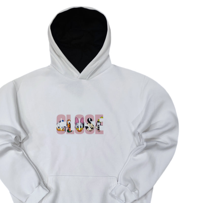 Close society - W23-960 - d. characters logo hoodie - white