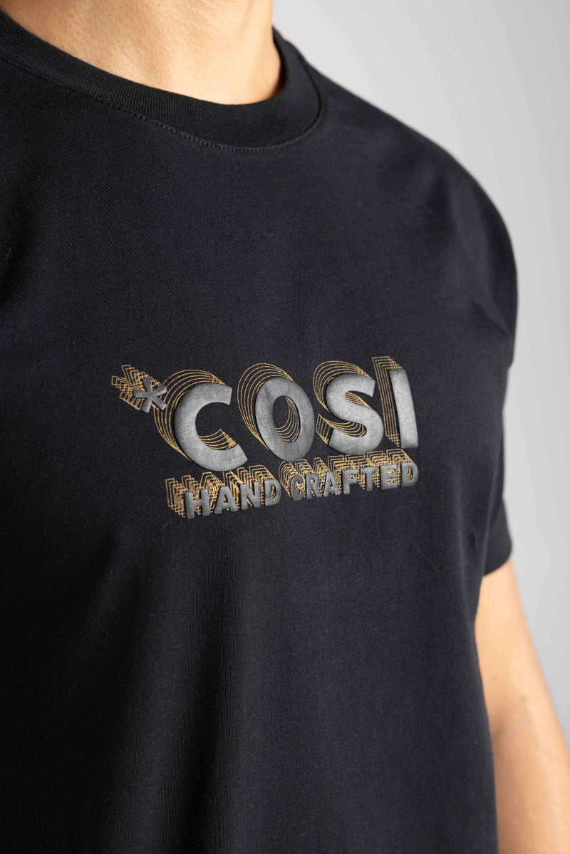 Ανδρική κοντομάνικη μπλούζα Cosi jeans - 64-W24-03 - hand crafted logo μαύρο