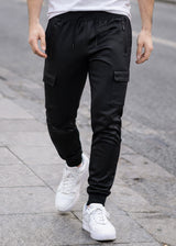 Ανδρική φόρμα cargo χωρίς χνούδι GUF-X-2202-elegant pants μαύρο