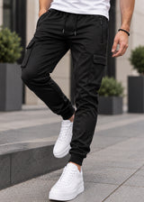 GUF CLOTHING - Ανδρική φόρμα cargo με χνούδι elegant pants - Μαύρη X-5102