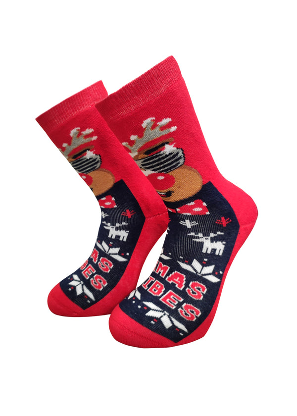 Χριστουγεννιάτικες κάλτσες V-tex -XMAS VIBES-κόκκινο