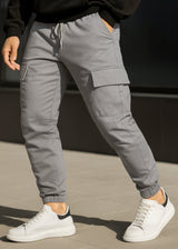 Ανδρική φόρμα GUF - XT-1046 - cargo pants ανοιχτό γκρι