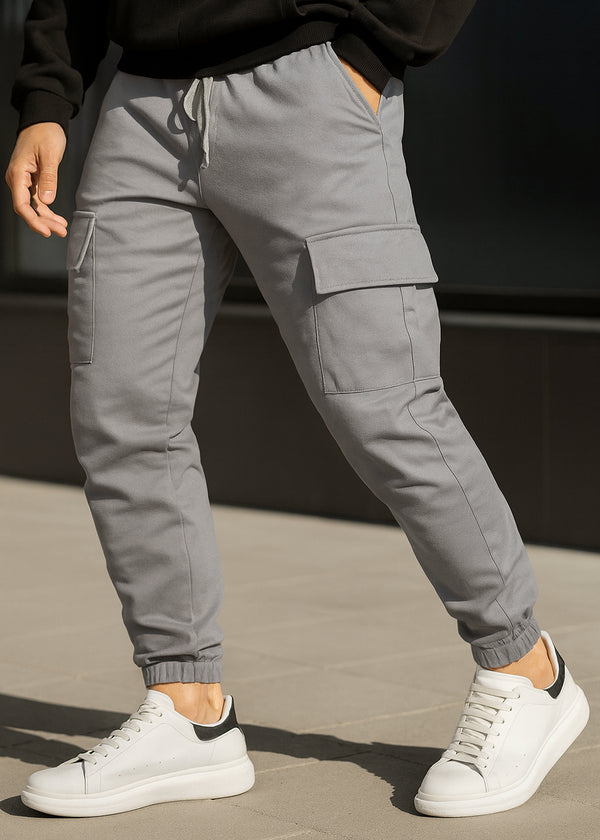 Ανδρική φόρμα GUF - XT-1046 - cargo pants ανοιχτό γκρι