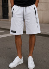Ανδρική βερμούδα GUF - XY-6082B - sportteam logo athletic regular shorts λευκό