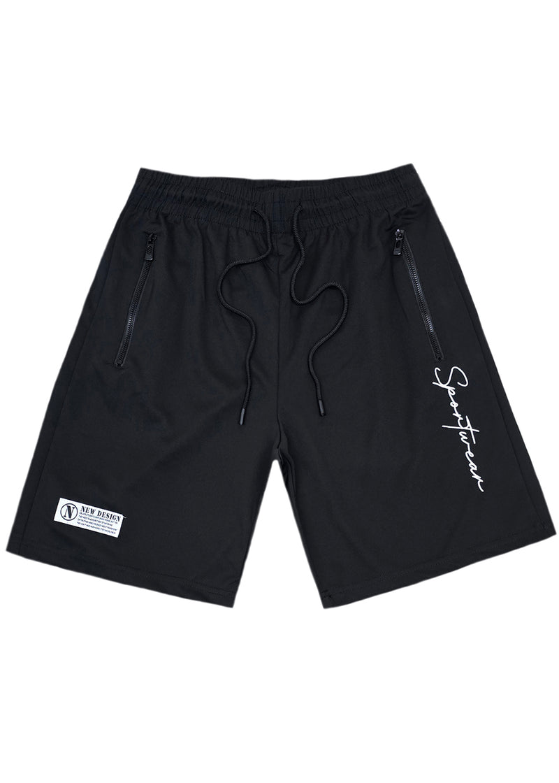 Ανδρική βερμούδα GUF - XY-6082B - sportteam logo athletic regular shorts μαύρο