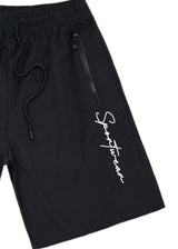 Ανδρική βερμούδα GUF - XY-6082B - sportteam logo athletic regular shorts μαύρο