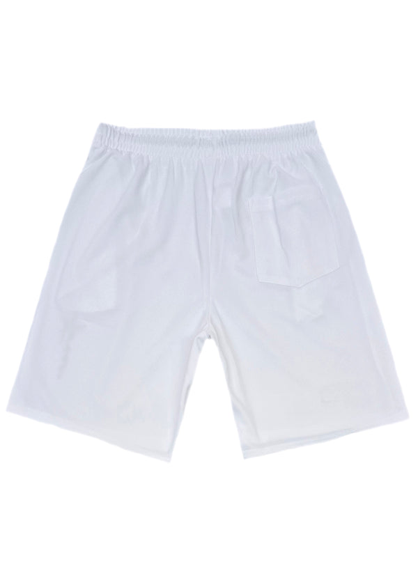 Ανδρική βερμούδα GUF - XY-6082B - sportteam logo athletic regular shorts λευκό