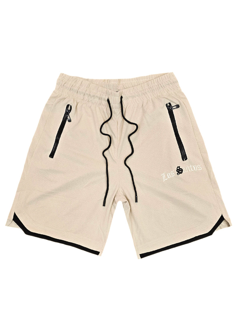 Ανδρική βερμούδα GUF - XY-6087B - los santos logo athletic regular shorts μπεζ
