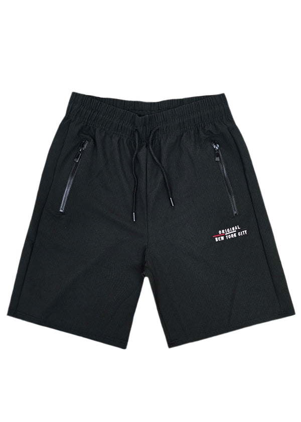 Ανδρική βερμούδα GUF - XY-6088B - original NY city logo athletic regular shorts μαύρη