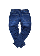 Ανδρικό παντελόνι τζιν με λάστιχο-GUF-YG3323-elasticated μπλε