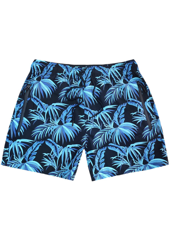 Ανδρικό μαγιό 5 EVEN STAR - YHM-1109 - blue palm trees swim shorts μαύρο