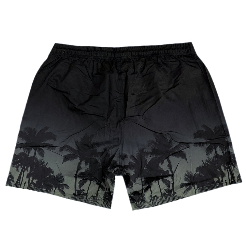 5 EVEN STAR - YHM 819 - fanco palm trees swim shorts - black