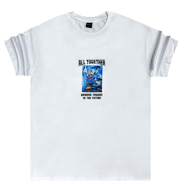 Ανδρική κοντομάνικη μπλούζα GANG - Z-1011 - Overisized all together fashion to the future λευκό