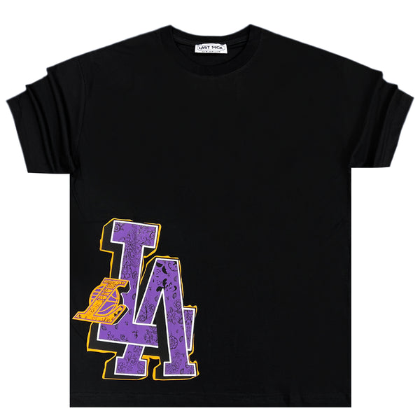 Ανδρική κοντομάνικη μπλούζα GANG - Z-1013 - Oversized fit Lakers logo μαύρο