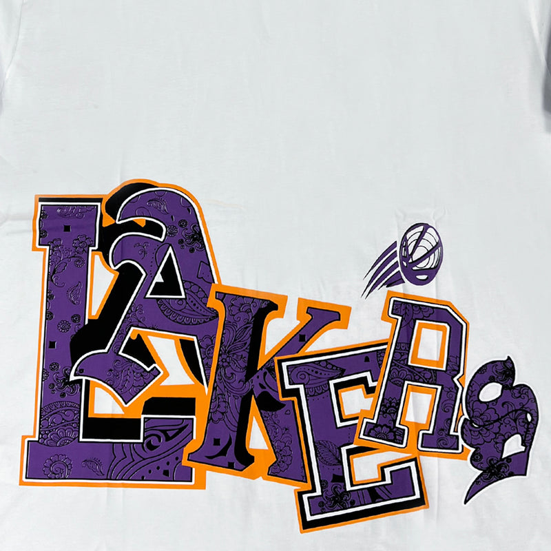 Ανδρική κοντομάνικη μπλούζα  GANG - Z-1013 - Oversized fit Lakers logo tee λευκό