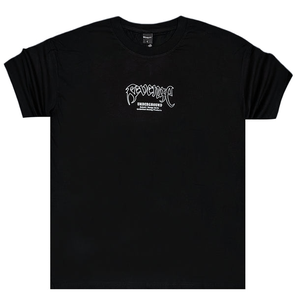 Ανδρική κοντομάνικη μπλούζα GANG - Z-1062 - Oversized fit revenge logo μαύρο
