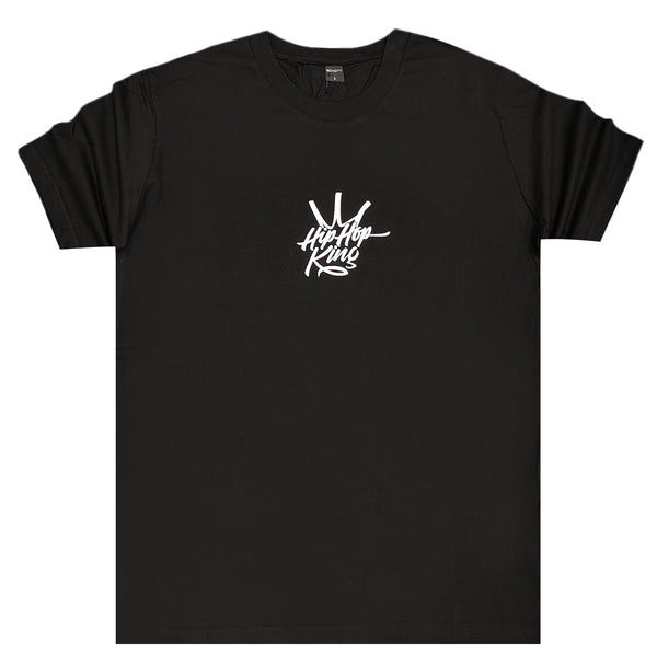 Κοντομάνικη μπλούζα GANG - Z-1063 - Oversized fit hip hop king logo μαύρο