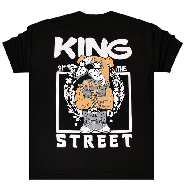 Ανδρική κοντομάνικη μπλούζα GANG - Z-1064 - regular fit king of the street tee μαύρο