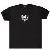 Ανδρική κοντομάνικη μπλούζα GANG - Z-1066 - Oversized fit rich logo tee μαύρο