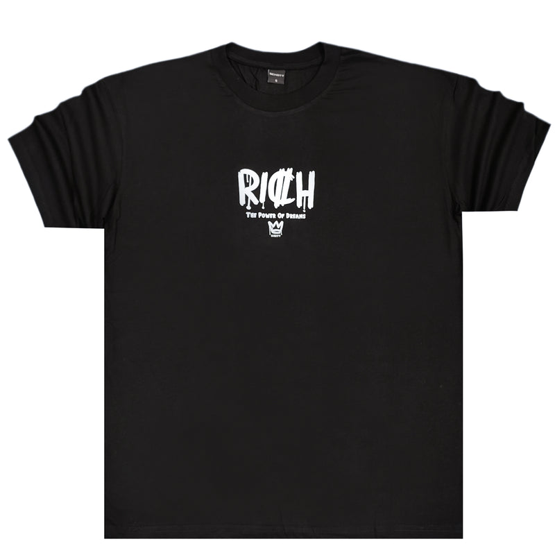 Ανδρική κοντομάνικη μπλούζα GANG - Z-1066 - Oversized fit rich logo tee μαύρο