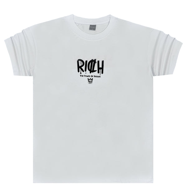 Ανδρική κοντομάνικη μπλούζα GANG - Z-1066 - Oversized fit rich logo tee λευκό