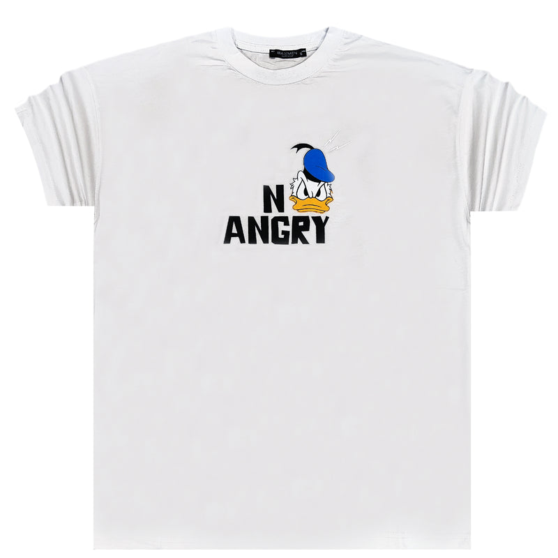 Ανδρική κοντομάνικη μπλούζα GANG - Z-1067 - Oversized fit no angry logo λευκό
