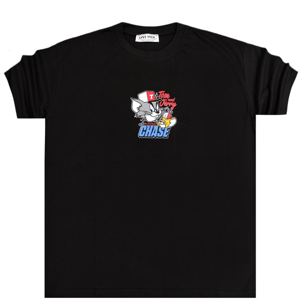 Ανδρική κοντομάνικη μπλούζα GANG - Z-1068 - regular fit tom and jerry logo μαύρο