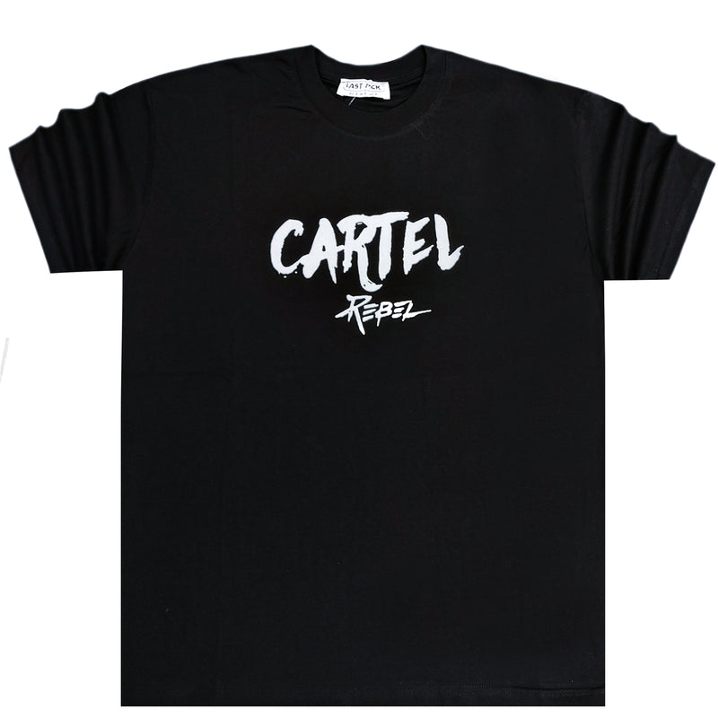 Ανδρική κοντομάνικη μπλούζα GANG - Z-1070 - Oversized fit cartel joker logo μαύρο