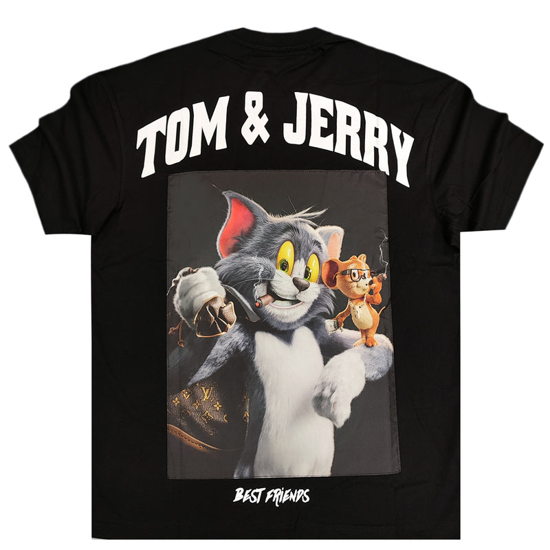 Κοντομάνικη μπλούζα GANG - Z-1071 - Oversized tom and jerry best friends logo μαύρο
