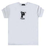 Ανδρική κοντομάνικη μπλούζα GANG - Z-1078 - regular fit panther logo λευκό