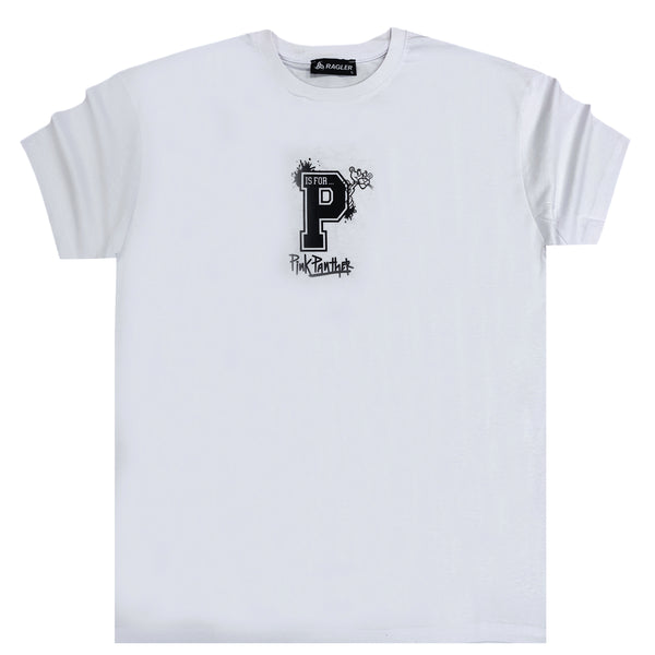 Ανδρική κοντομάνικη μπλούζα GANG - Z-1078 - regular fit panther logo λευκό