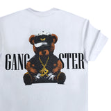 Ανδρική κοντομάνικη μπλούζα GANG - Z-1080 - regular fit gangster logo λευκό