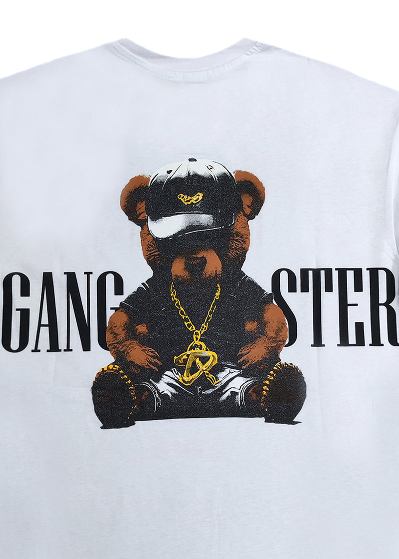 Ανδρική κοντομάνικη μπλούζα GANG - Z-1080 - regular fit gangster logo λευκό