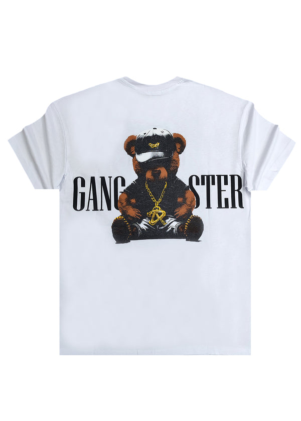 Ανδρική κοντομάνικη μπλούζα GUF - Z-1080 - regular fit gangster logo λευκό