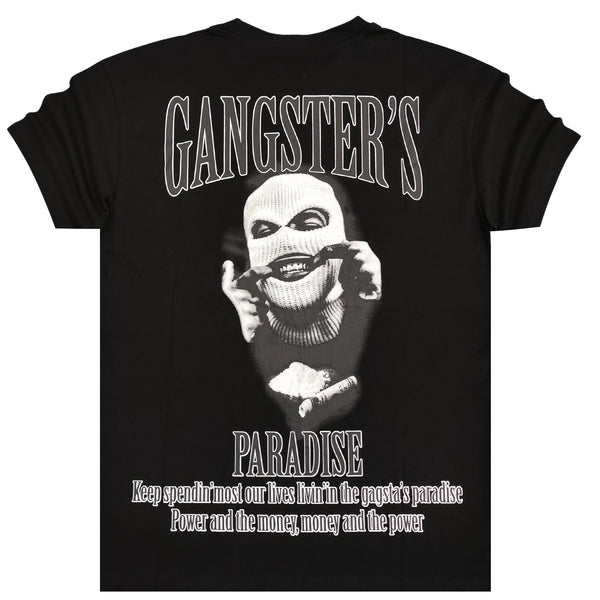 Ανδρική κοντομάνικη μπλούζα GANG - Z-1081 - regular fit gangster's paradise μαύρο