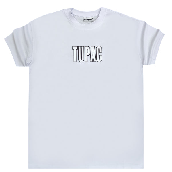 Ανδρική κοντομάνικη μπλούζα GANG - Z-1083 - regular fit tupac logo λευκό