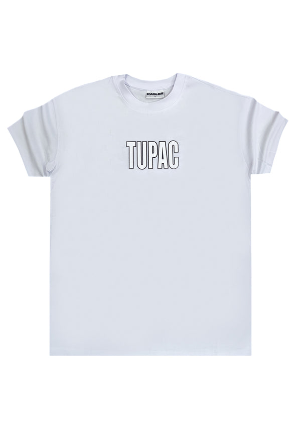 Ανδρική κοντομάνικη μπλούζα GANG - Z-1083 - regular fit tupac logo λευκό