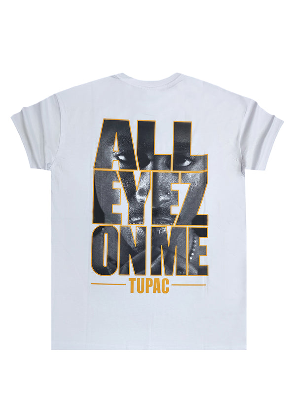 Ανδρική κοντομάνικη μπλούζα GANG - Z-1083 - regular fit tupac logo λευκό