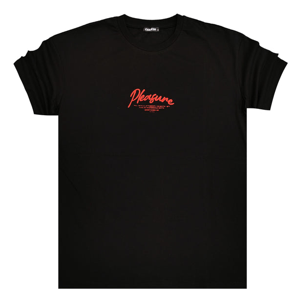 Κοντομάνικη μπλούζα GANG - Z-1085 - oversized pleasure logo μαύρο