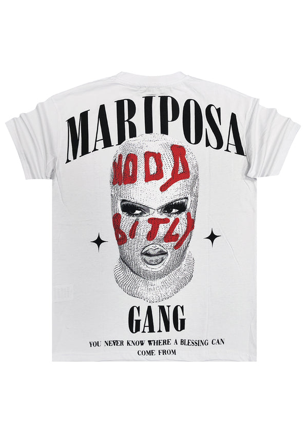 Κοντομάνικη μπλούζα GUF - Z-1086 - regular mariposa gang logo λευκό