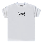 Ανδρική κοντομάνικη μπλούζα GANG - Z-1088 - regular fit teach peace logo λευκό