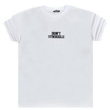Ανδρική κοντομάνικη μπλούζα GANG - Z-1089 - regular fit don't struggle logo λευκό