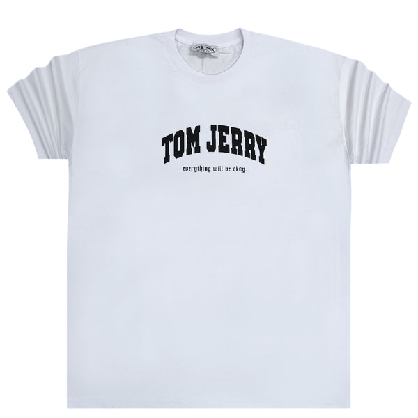 Κοντομάνικη μπλούζα GANG - Z-1094 - oversized fit tom jerry logo λευκό