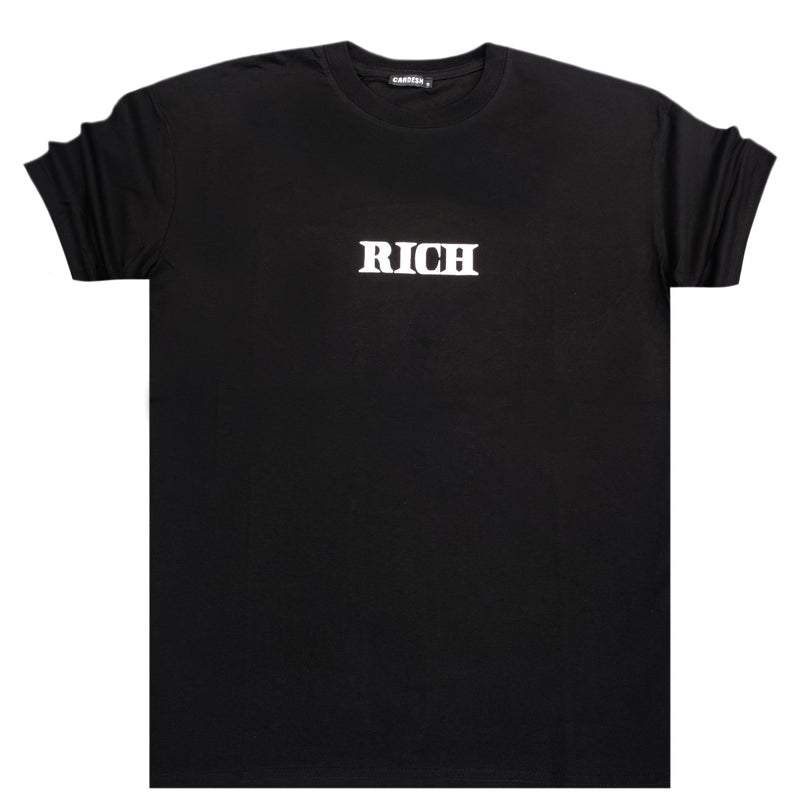 Κοντομάνικη μπλούζα GANG - Z-1097 - regural fit rich μαύρο
