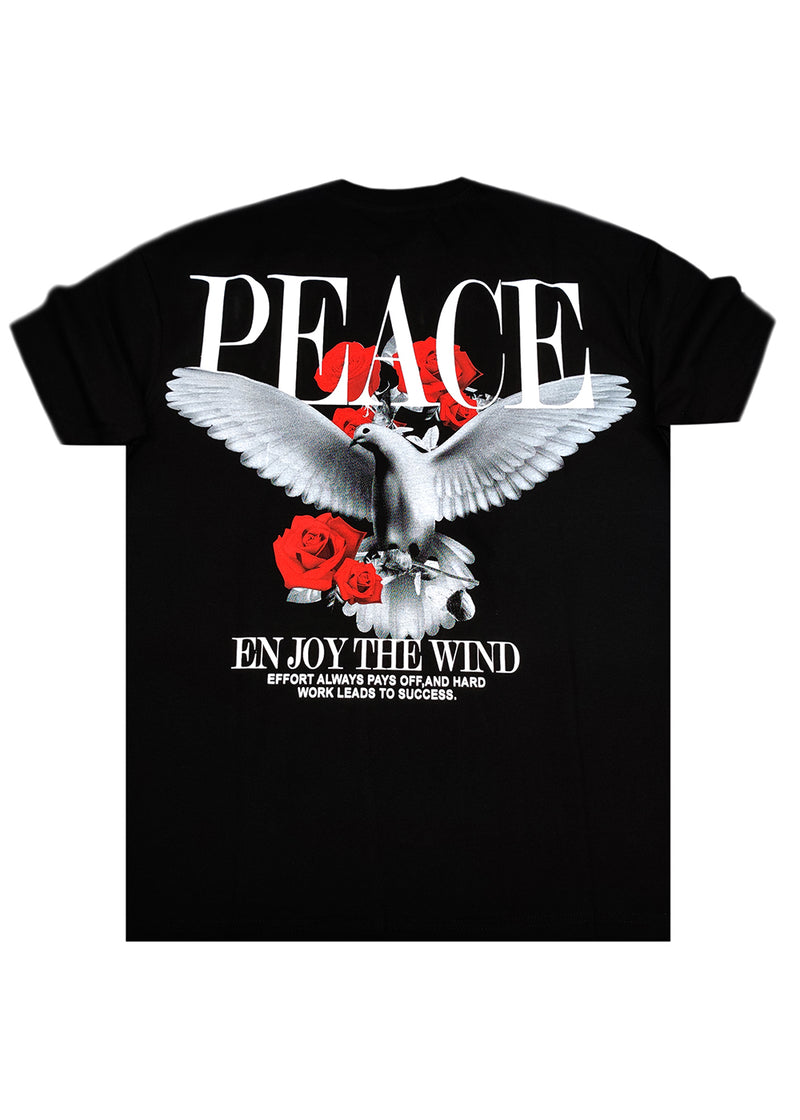 Κοντομάνικη μπλούζα GUF - Z-1213 - peace enjoy the wind regular fit tee μαύρο